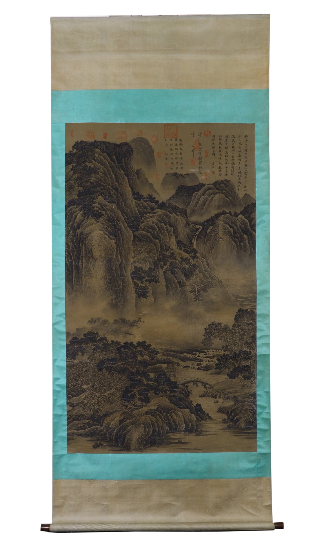 A Chinese Vertical Scroll Ink Painting of Landscape on Paper (1 of 12)