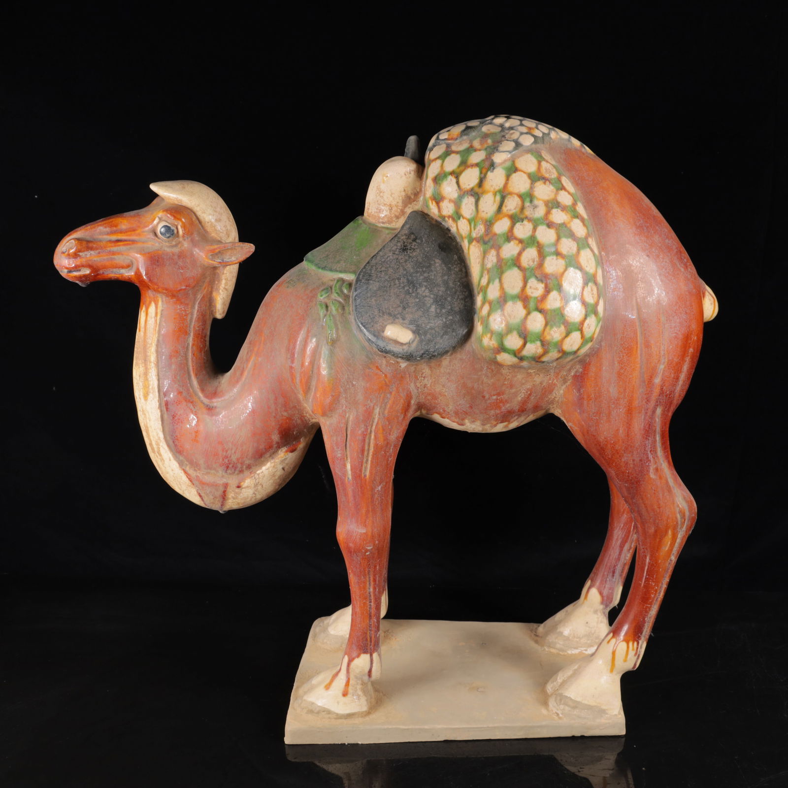 An Exquisite Tang Tri-Color Glazed Pottery Camel Ornament (1 of 11)
