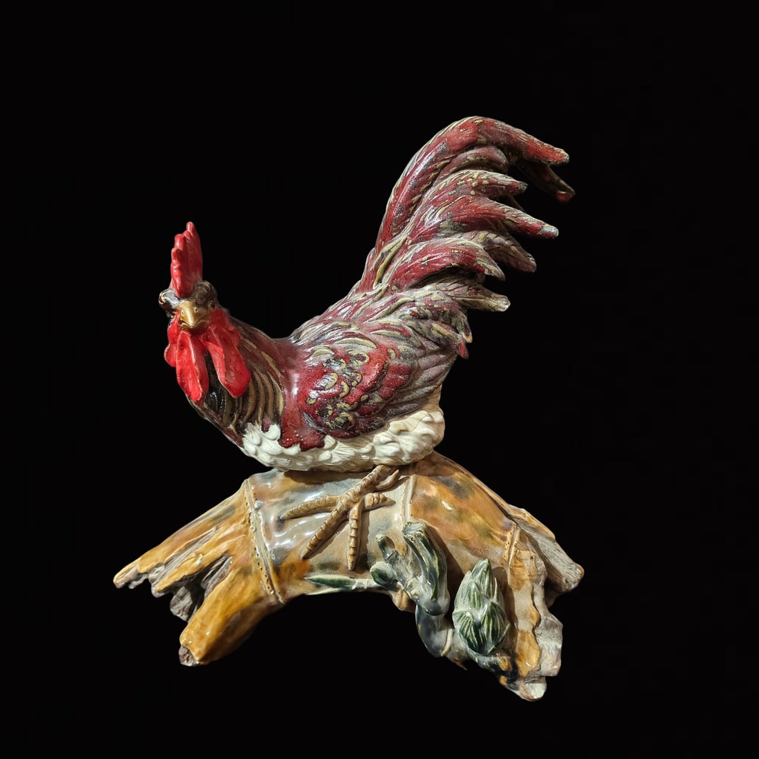 A Huge Shiwan yao Rooster Ornament: A Huge Shiwan yao Rooster Ornament,Qing Dynasty, China,Size:18.1inx7.9inx18.1in 石湾窑公鸡摆件,中国清代