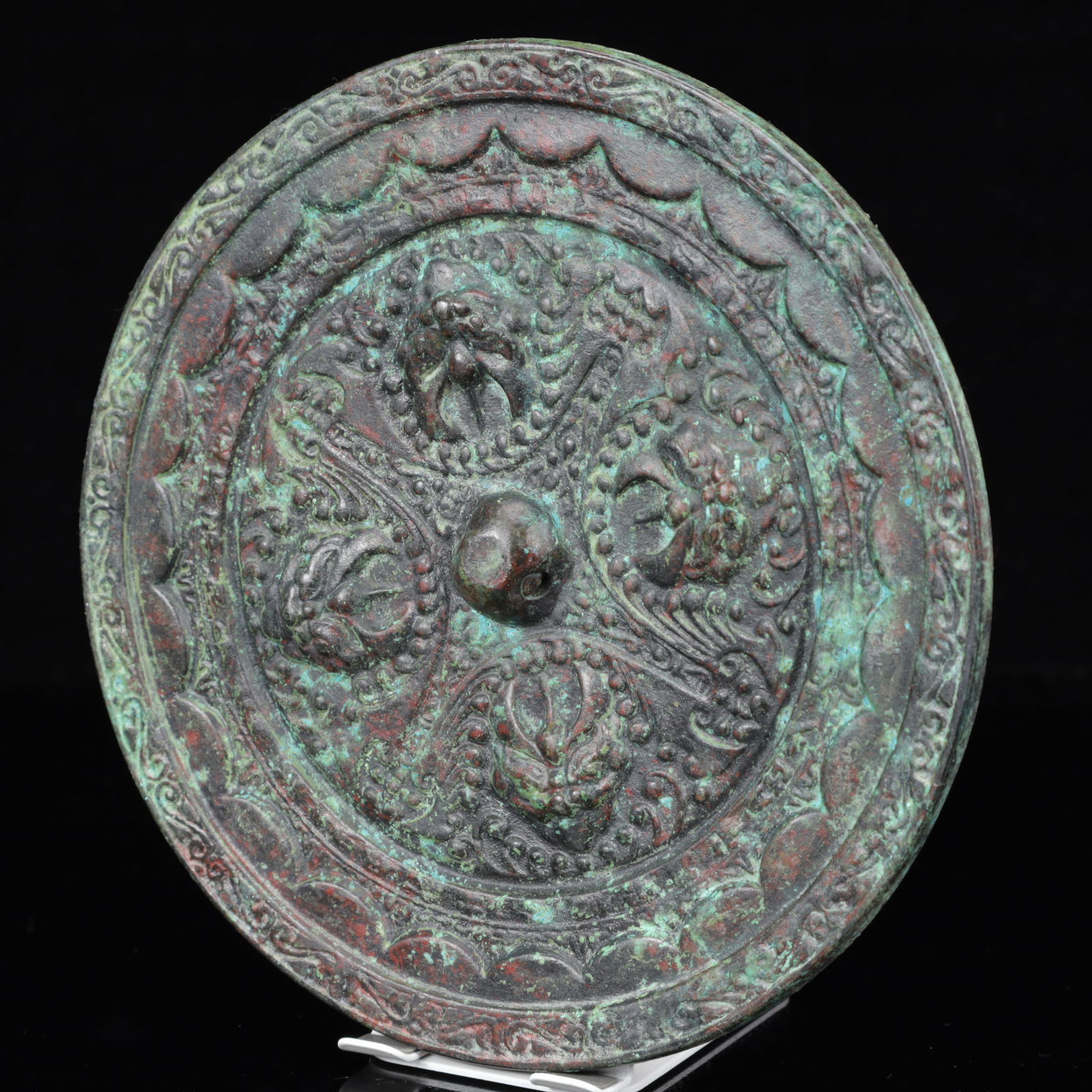 An Archaic Bronze Beast-Face Pattern Round Mirror - 6