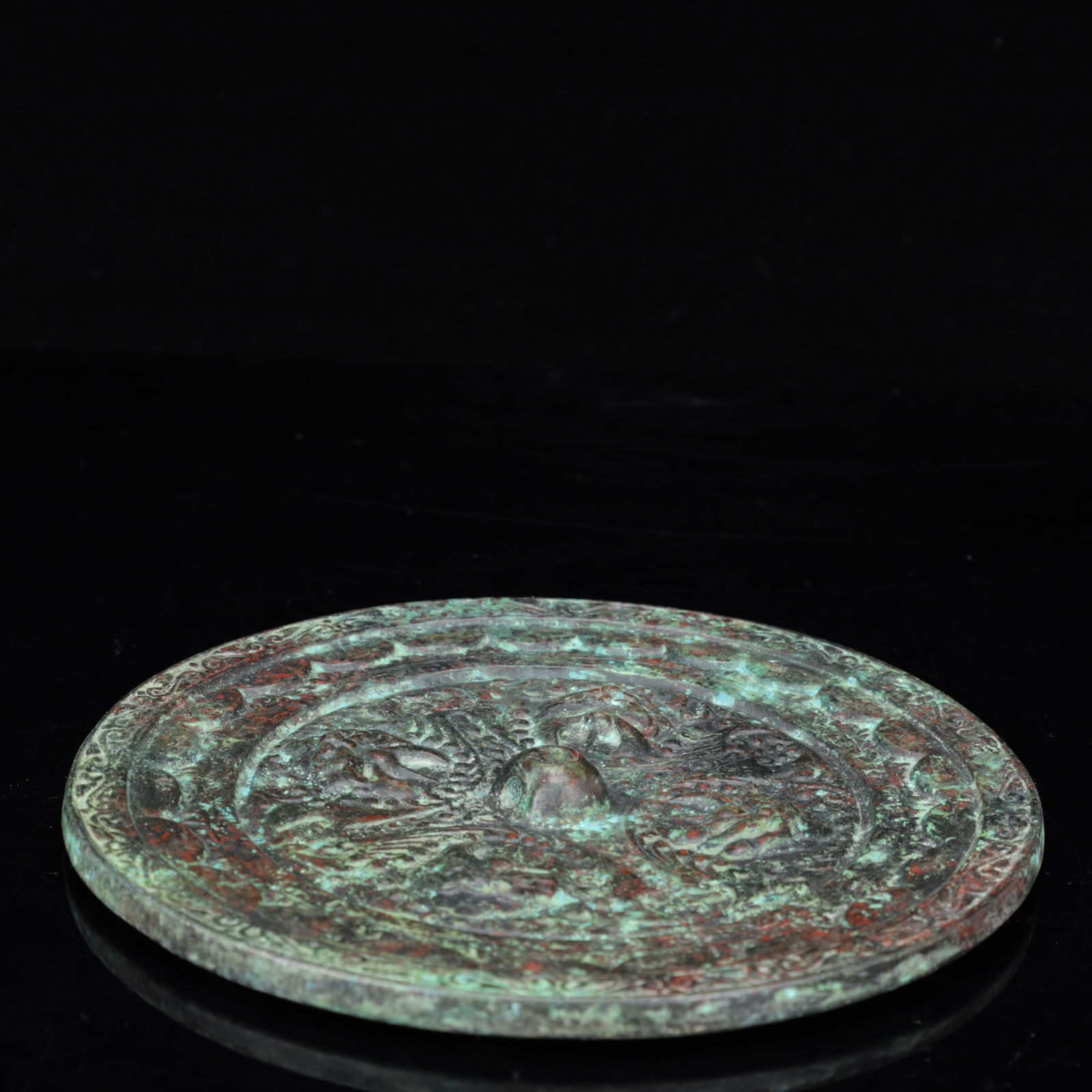 An Archaic Bronze Beast-Face Pattern Round Mirror - 9