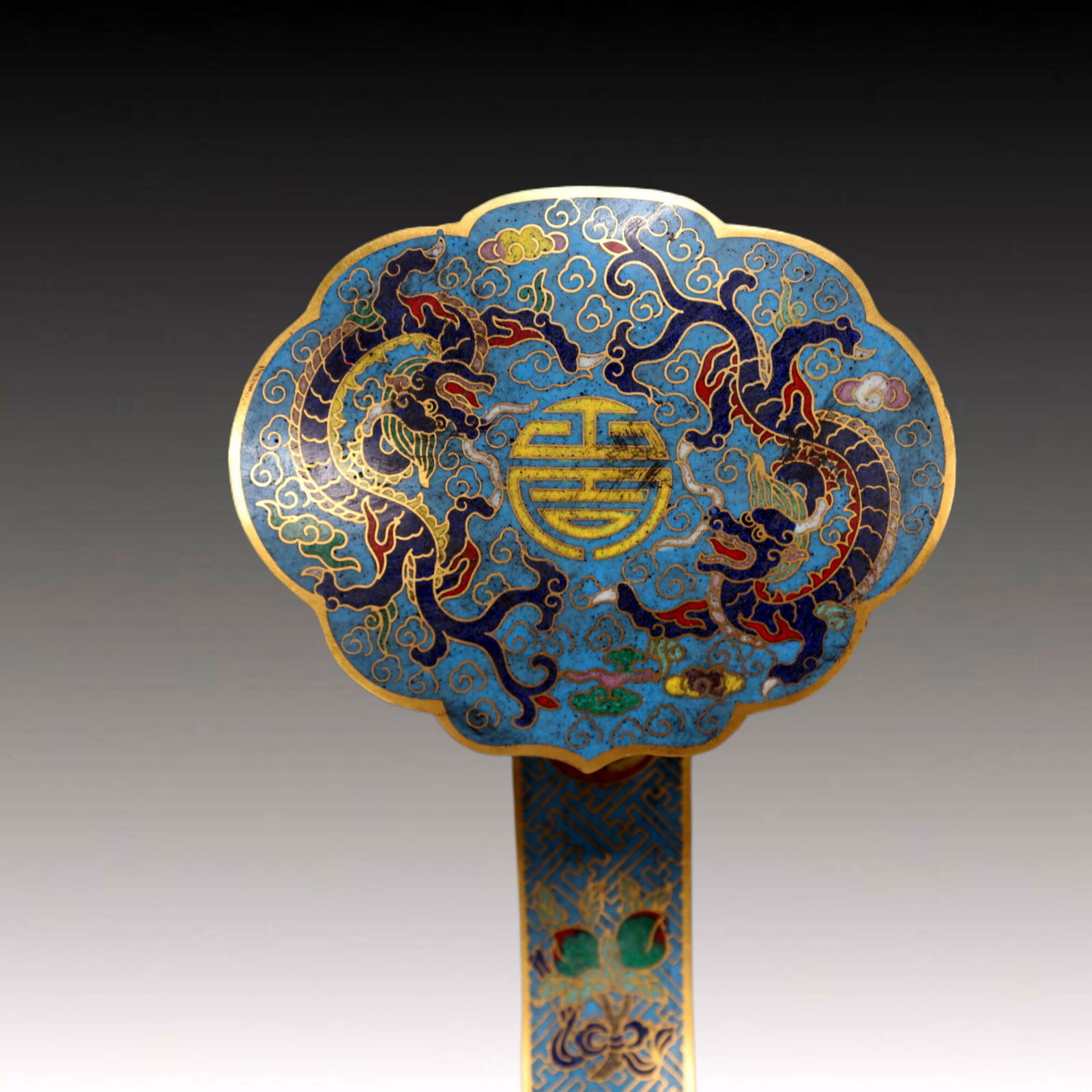 A Exquisite Cloisonne Bats and Peach Pattern Dragon Pattern Ruyi - 2