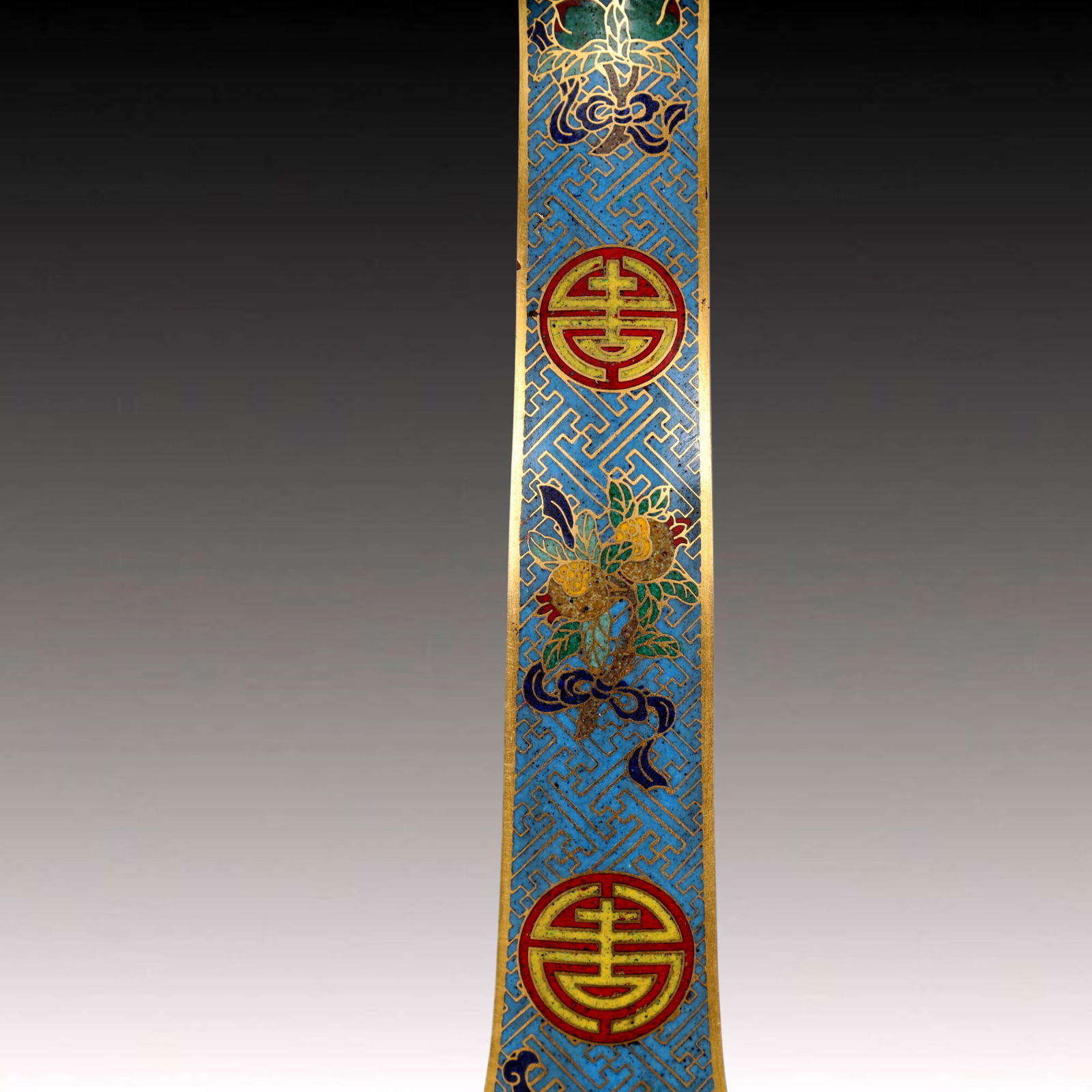 A Exquisite Cloisonne Bats and Peach Pattern Dragon Pattern Ruyi - 3