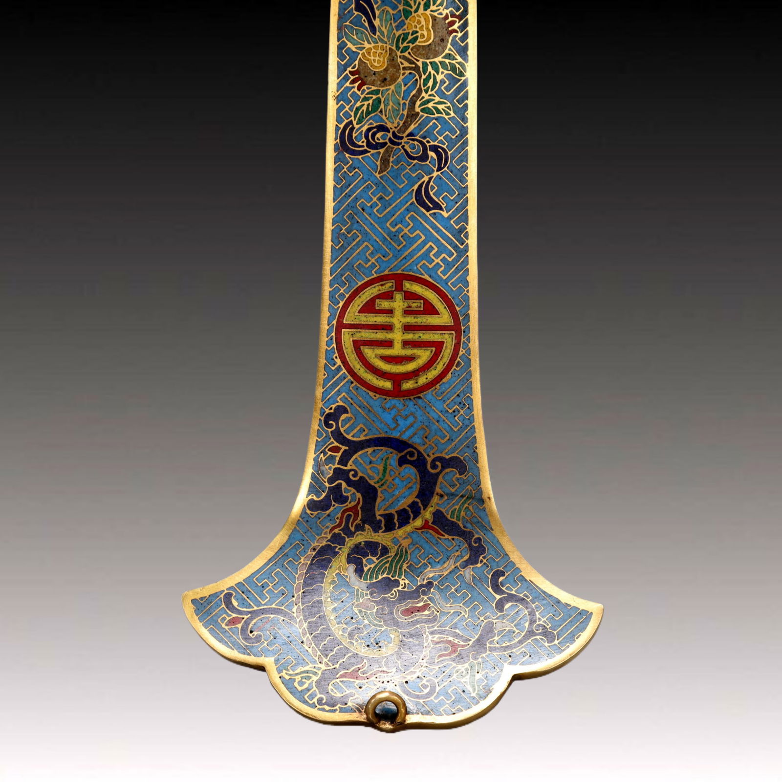 A Exquisite Cloisonne Bats and Peach Pattern Dragon Pattern Ruyi - 4