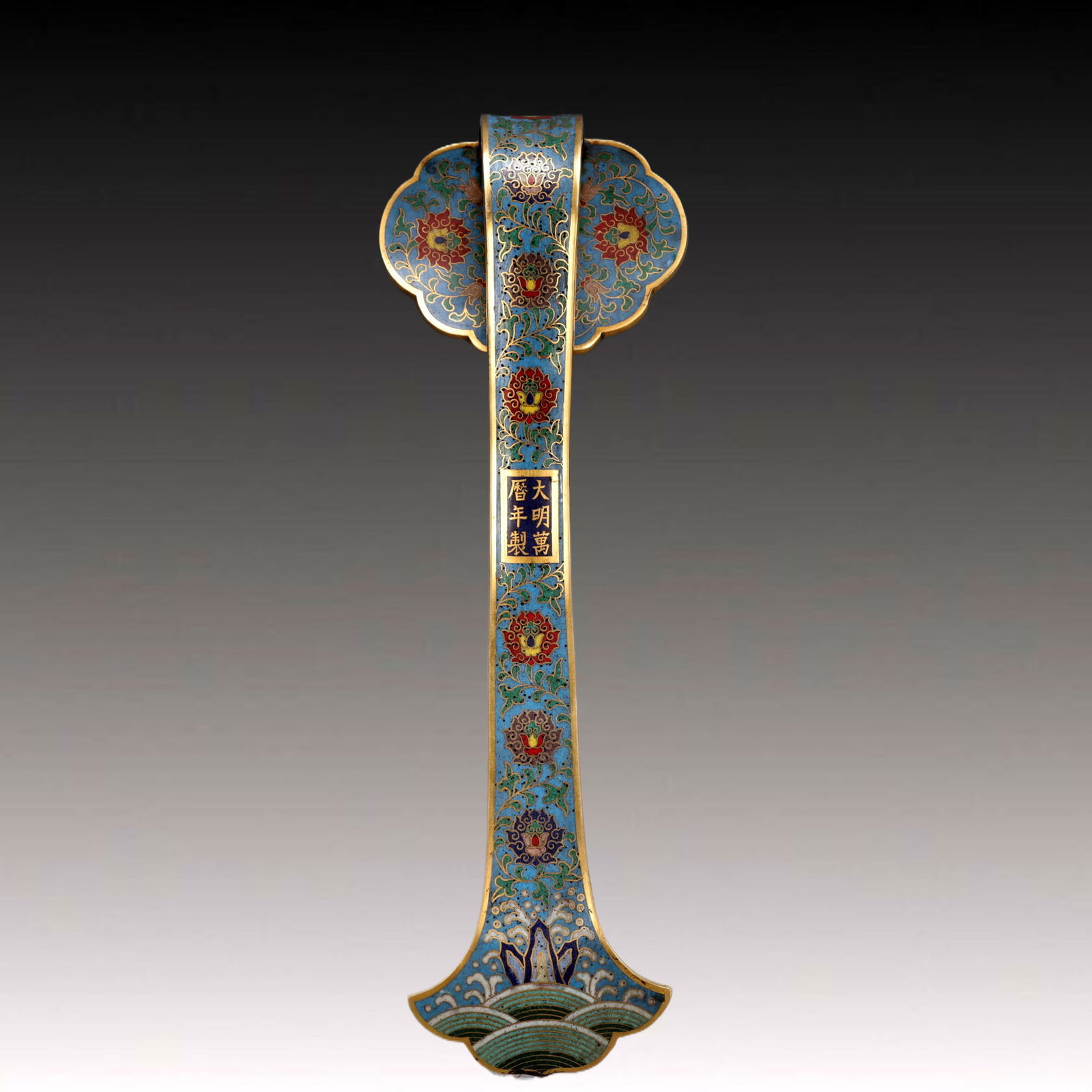 A Exquisite Cloisonne Bats and Peach Pattern Dragon Pattern Ruyi - 7