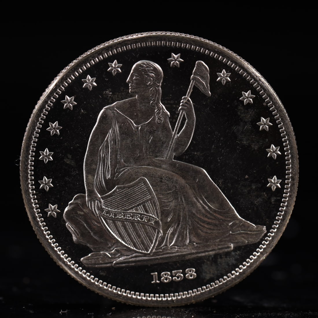 USA One Dollar 1858 Coin: American coin. IN GOD WE TRUST / LIBERTY / 1858 / UNITED STATES OF AMERICA / ONE DOL. Weight:26.9g.