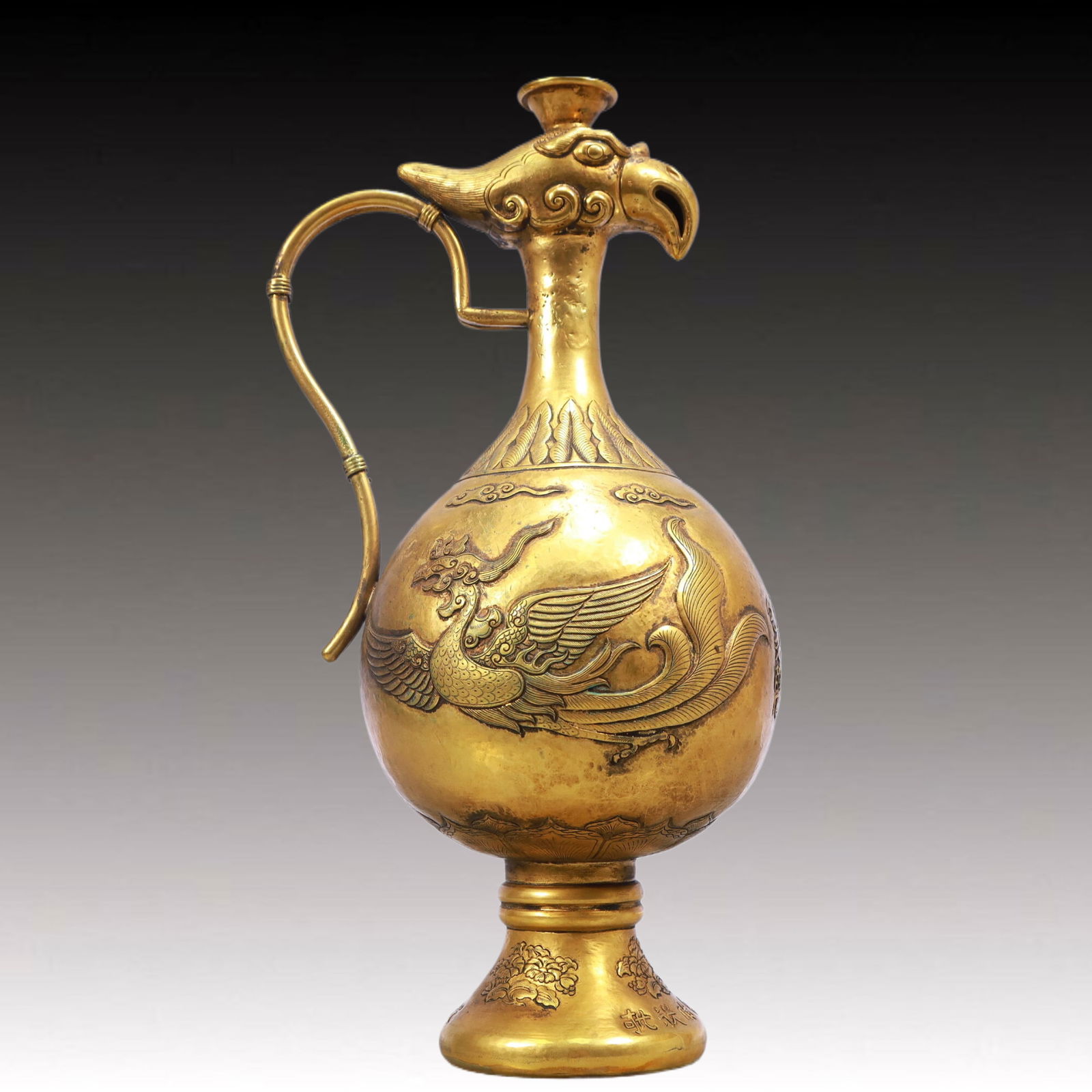 A Rare Gilt Bronze Phoenix Pattern Ewer (1 of 12)