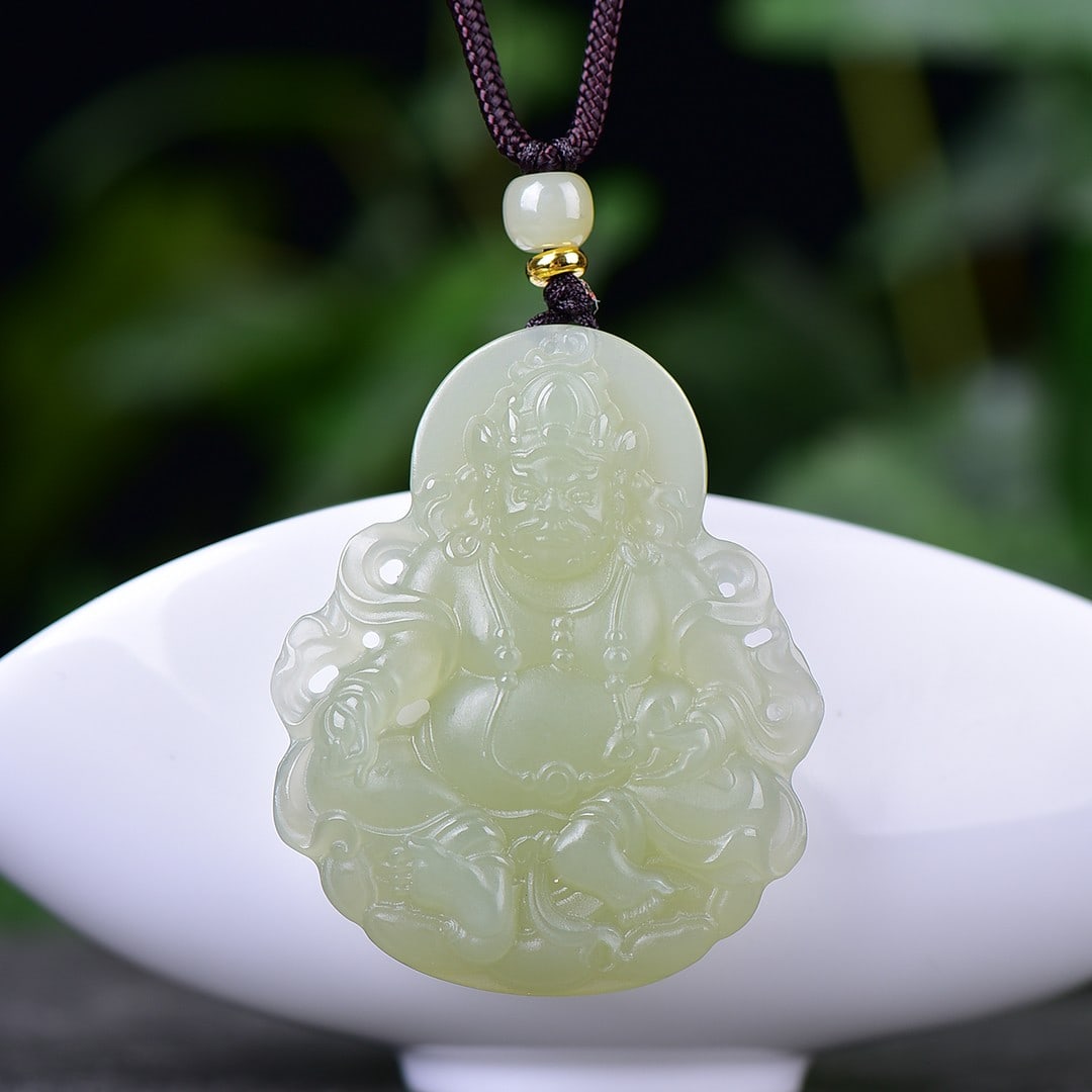 An Exquisite White Jade Statue of Mammon Pendant: An Exquisite White Jade Statue of Mammon Pendant,Size:1.7inx2in 白玉财神像挂件