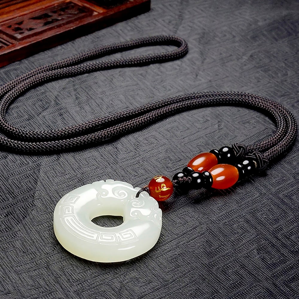 An Exquisite White Jade Dragon Pattern Pendant - 6