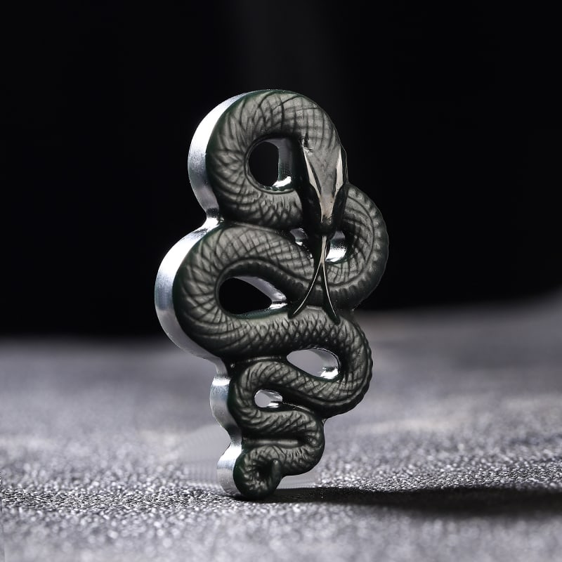 An Exquisite Cyan jade Snake Ornament: An Exquisite Cyan jade Snake Ornament,Size:2.1inx1.2inx0.3in 青玉蛇摆件