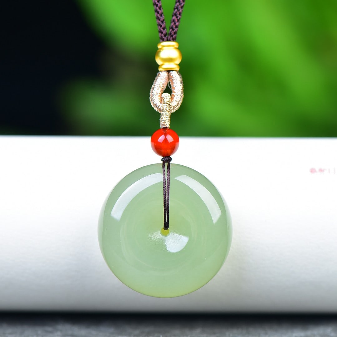 An Exquisite Greenish Jade Pendant: An Exquisite Greenish Jade Pendant,Size:1.1inx1.1in 青玉挂件
