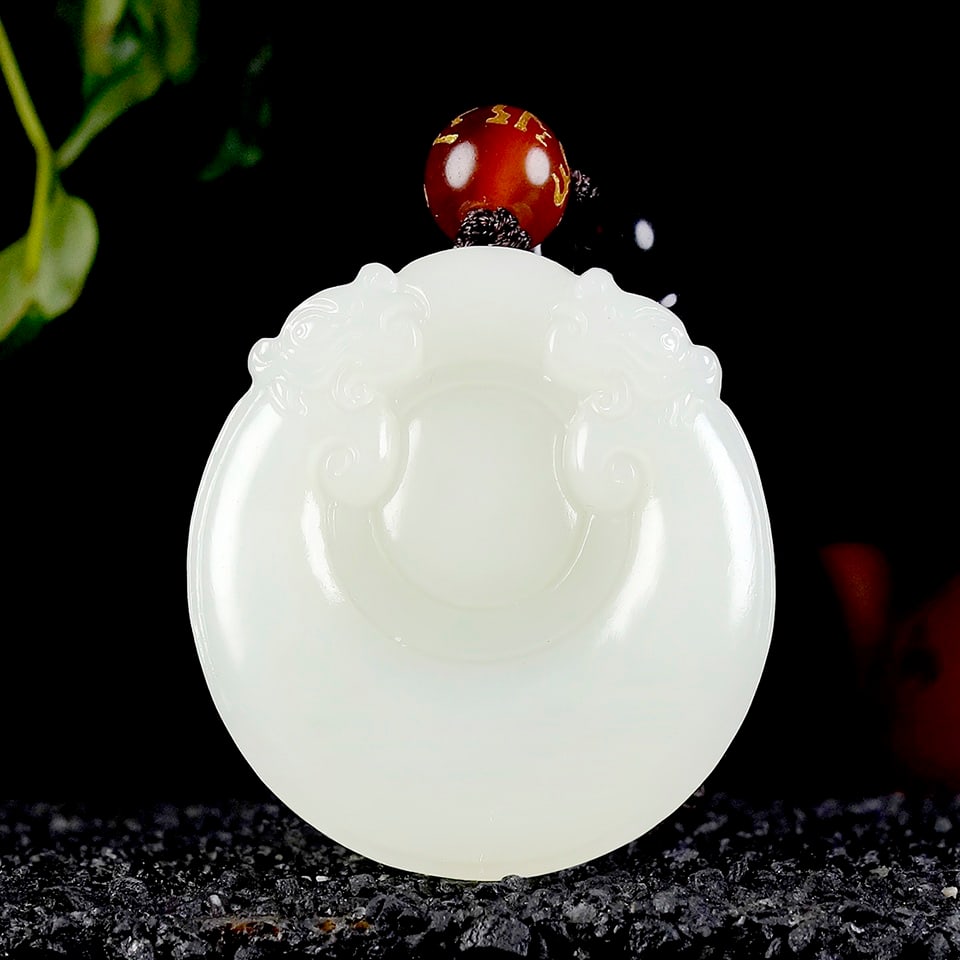 An Exquisite White Jade Ruyi Pendant: An Exquisite White Jade Ruyi Pendant,Size:1.3inx1.3inx0.3in 白玉如意挂件