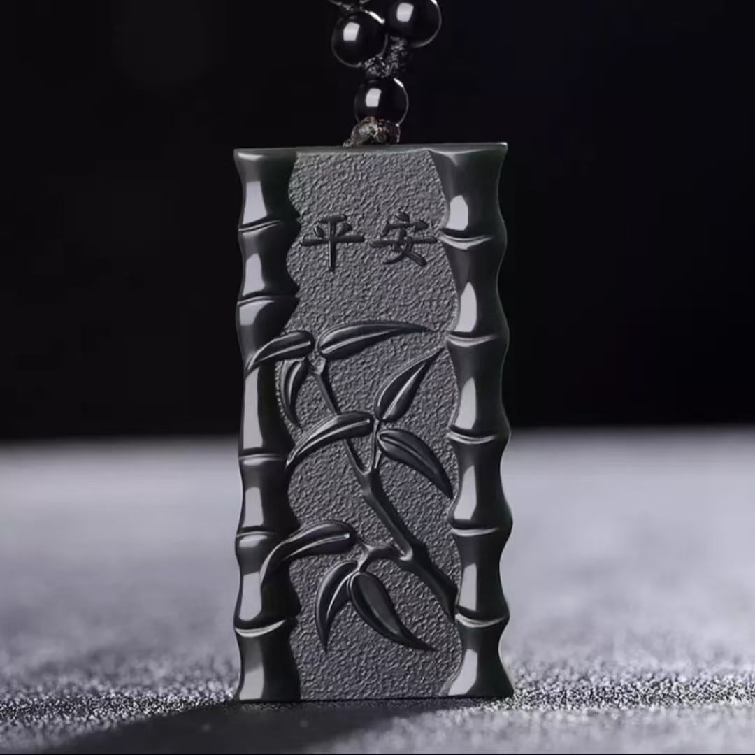 An Exquisite Cyan jade Bamboo Pattern Pendant: An Exquisite Cyan jade Bamboo Pattern Pendant 青玉竹纹挂件