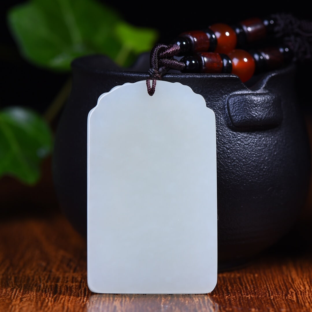 An Exquisite White Jade Sakyamuni Pattern Pendant - 5