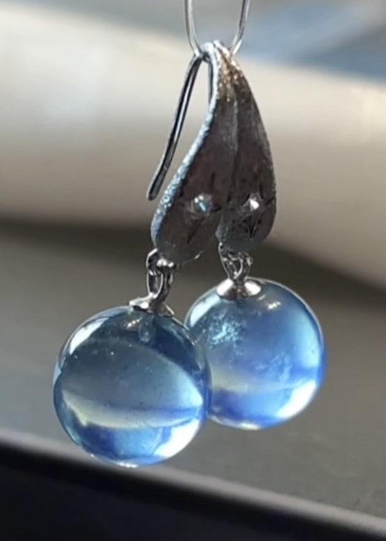 A Pair of Exquisite Aquamarine Earrings: A Pair of Exquisite Aquamarine Earrings,Size:0.4in,Weight:5g 一对海蓝宝耳坠