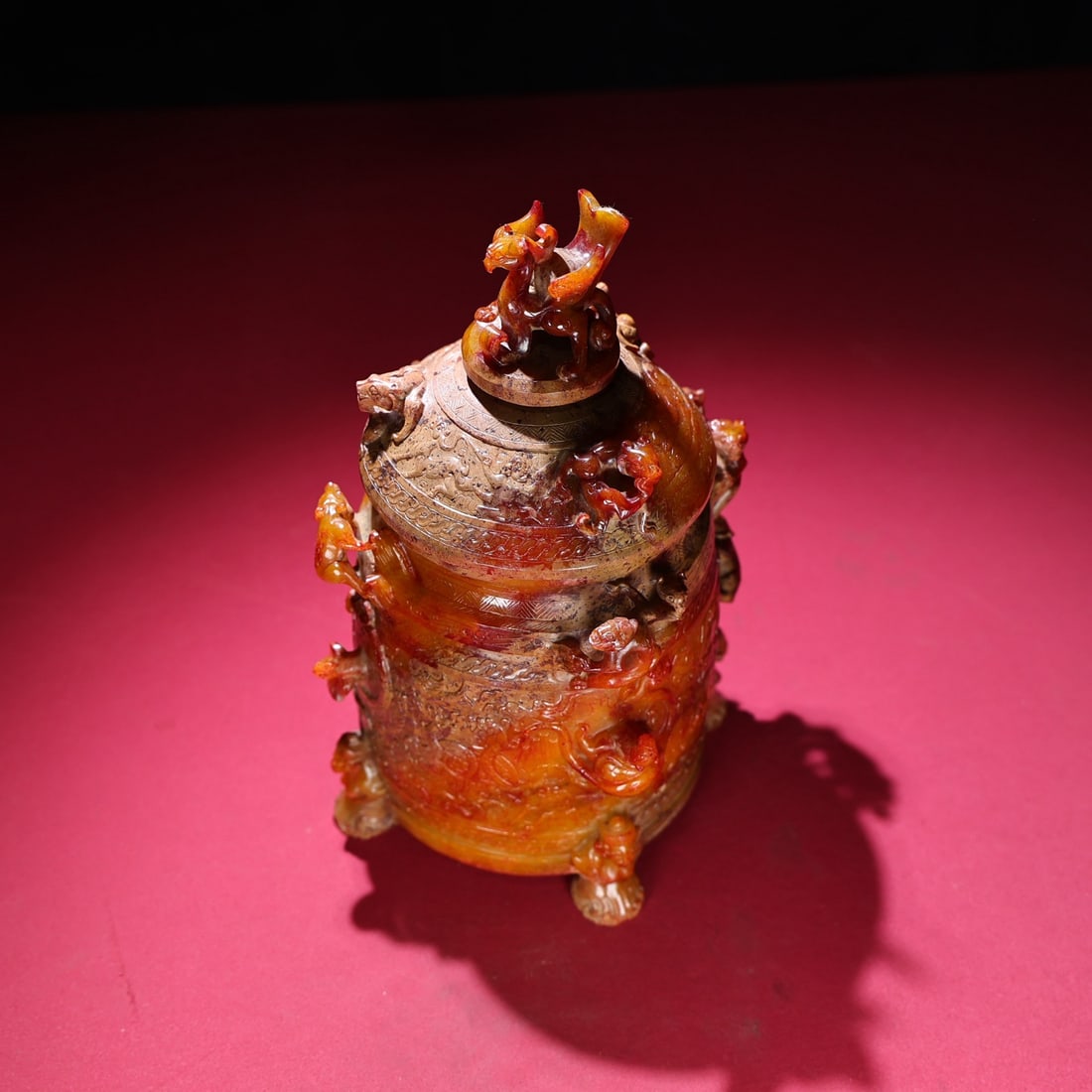 A Exquisite Hotan Jade Dragon Pattern Jar - 3