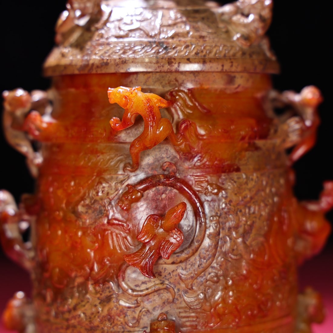 A Exquisite Hotan Jade Dragon Pattern Jar - 5