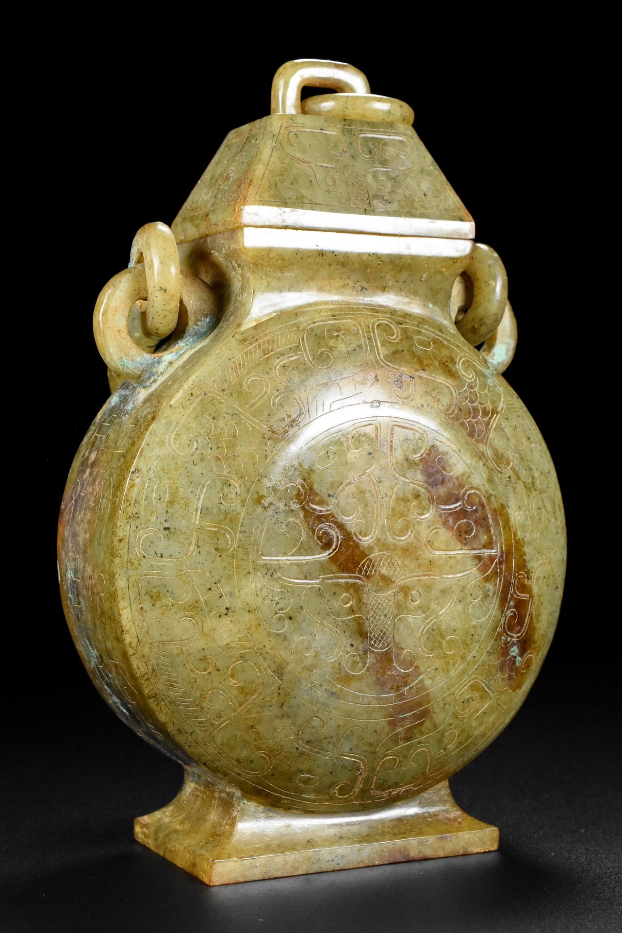 A Exquisite Hetian Jade Beast-Face Pattern Vase - 5