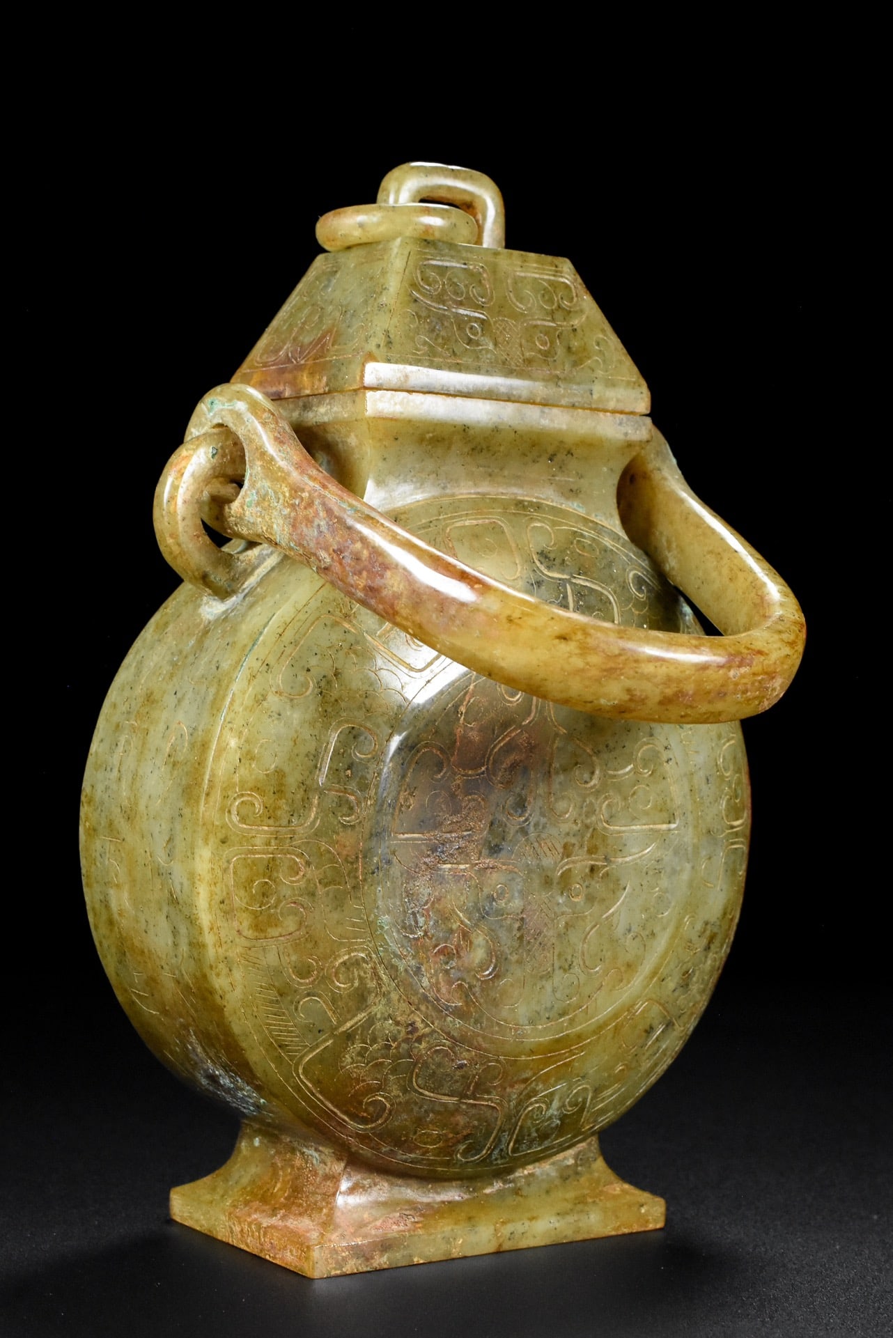 A Exquisite Hetian Jade Beast-Face Pattern Vase - 7