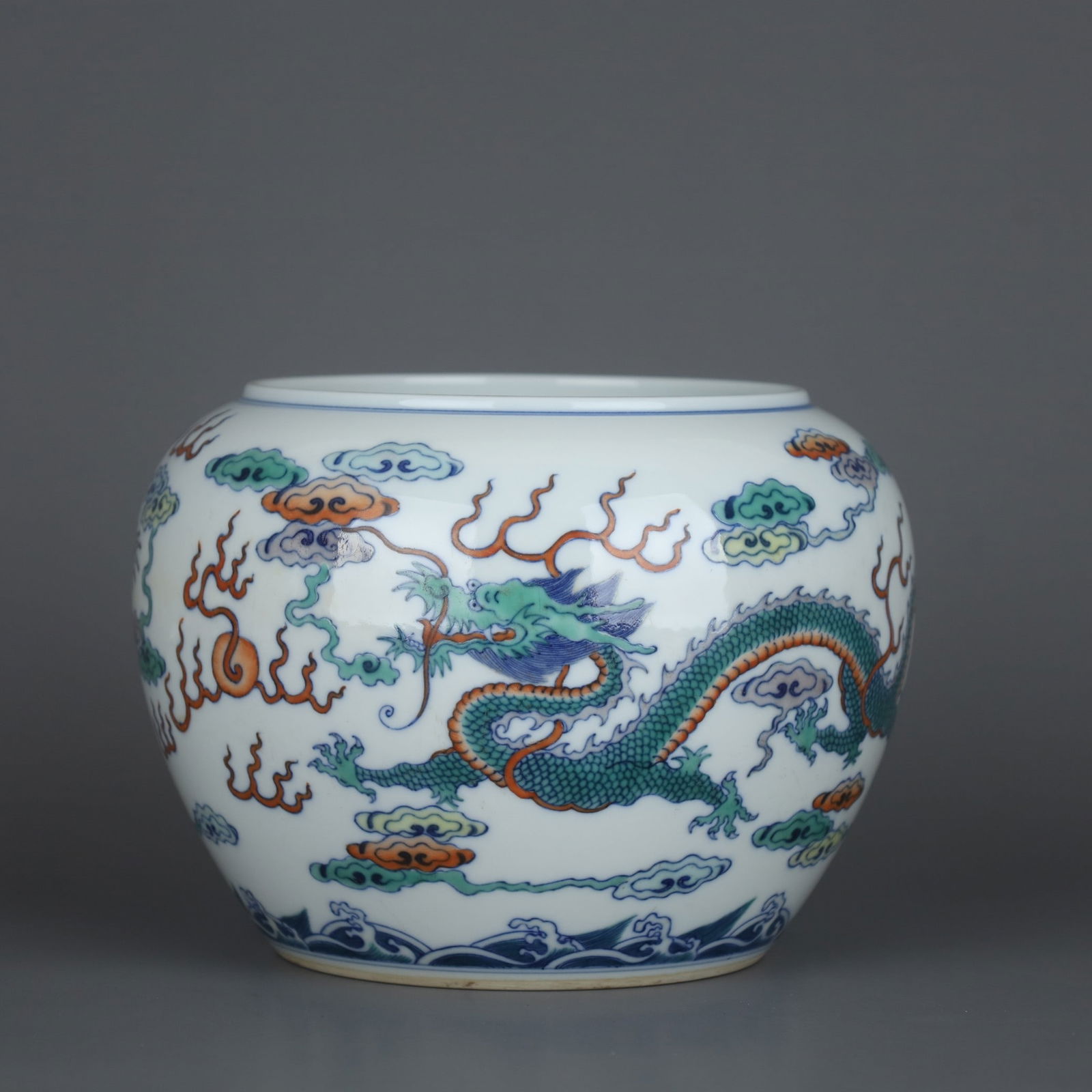 A Exquisite Doucai Dragon Pattern Brush Washer
