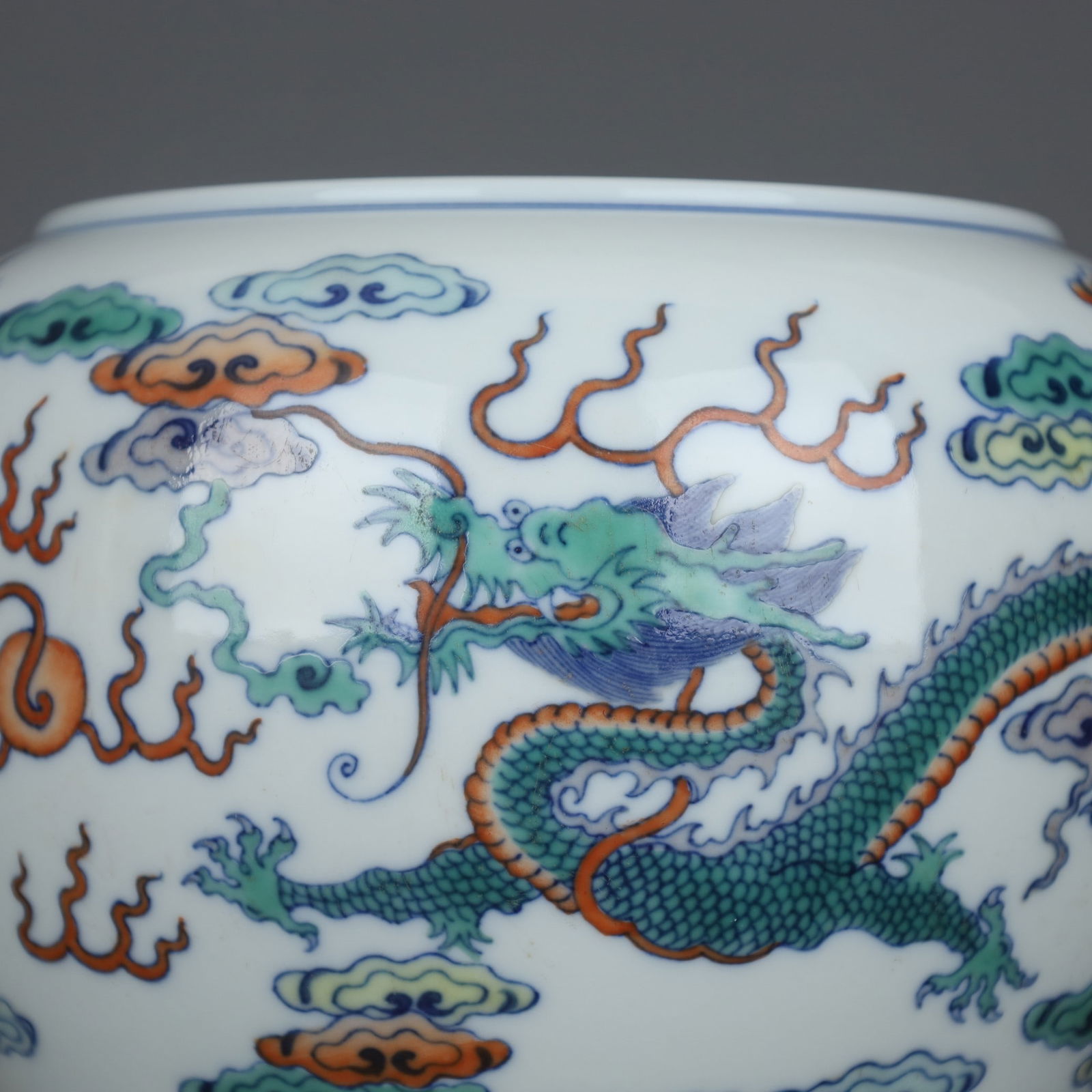 A Exquisite Doucai Dragon Pattern Brush Washer - 5