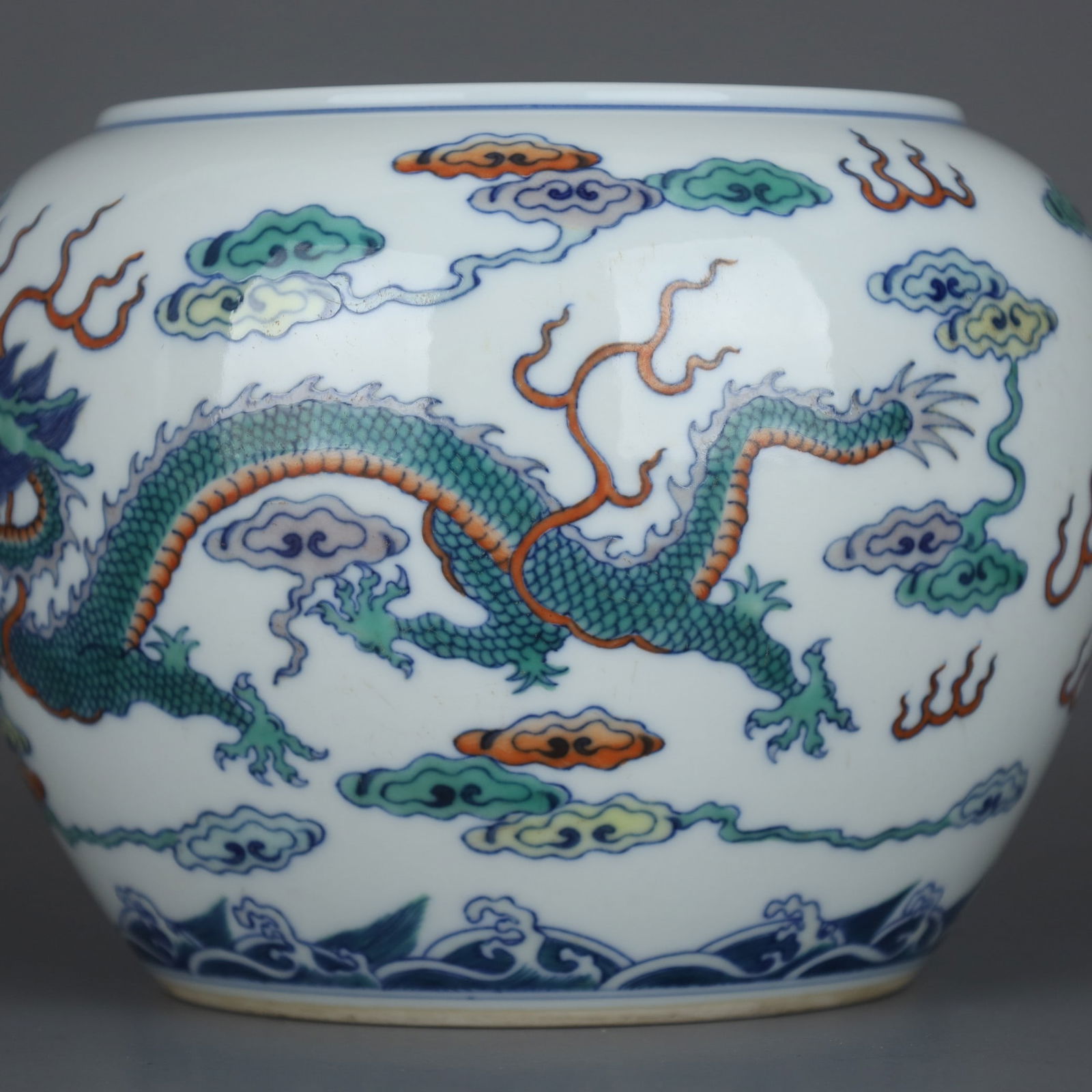 A Exquisite Doucai Dragon Pattern Brush Washer - 6