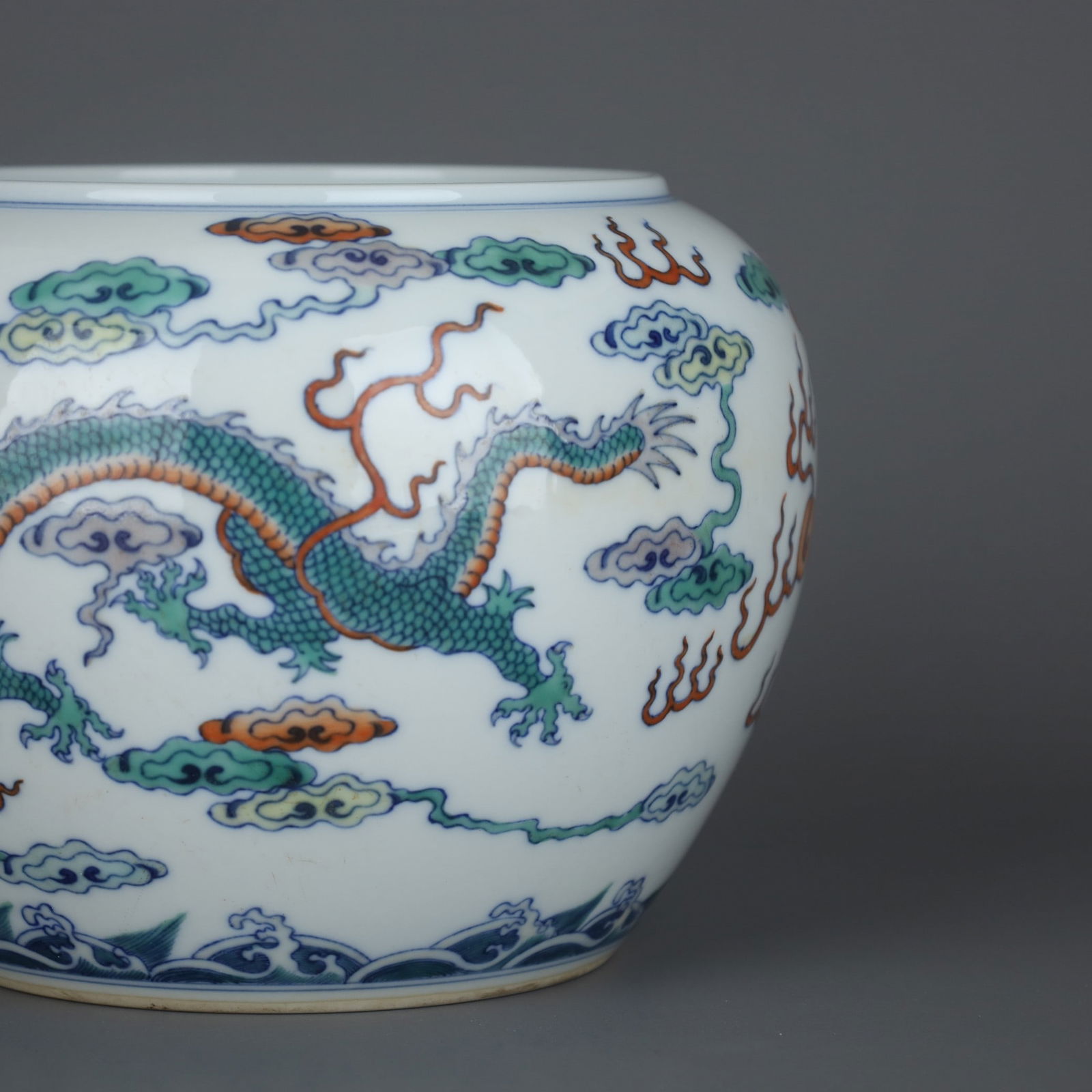 A Exquisite Doucai Dragon Pattern Brush Washer - 8