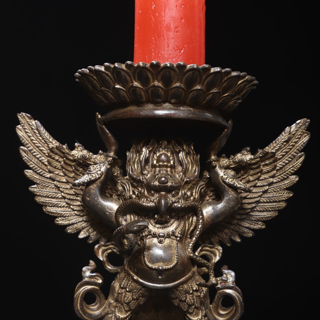 A Exquisite Gilded Bronze Bird Candlestick - 2