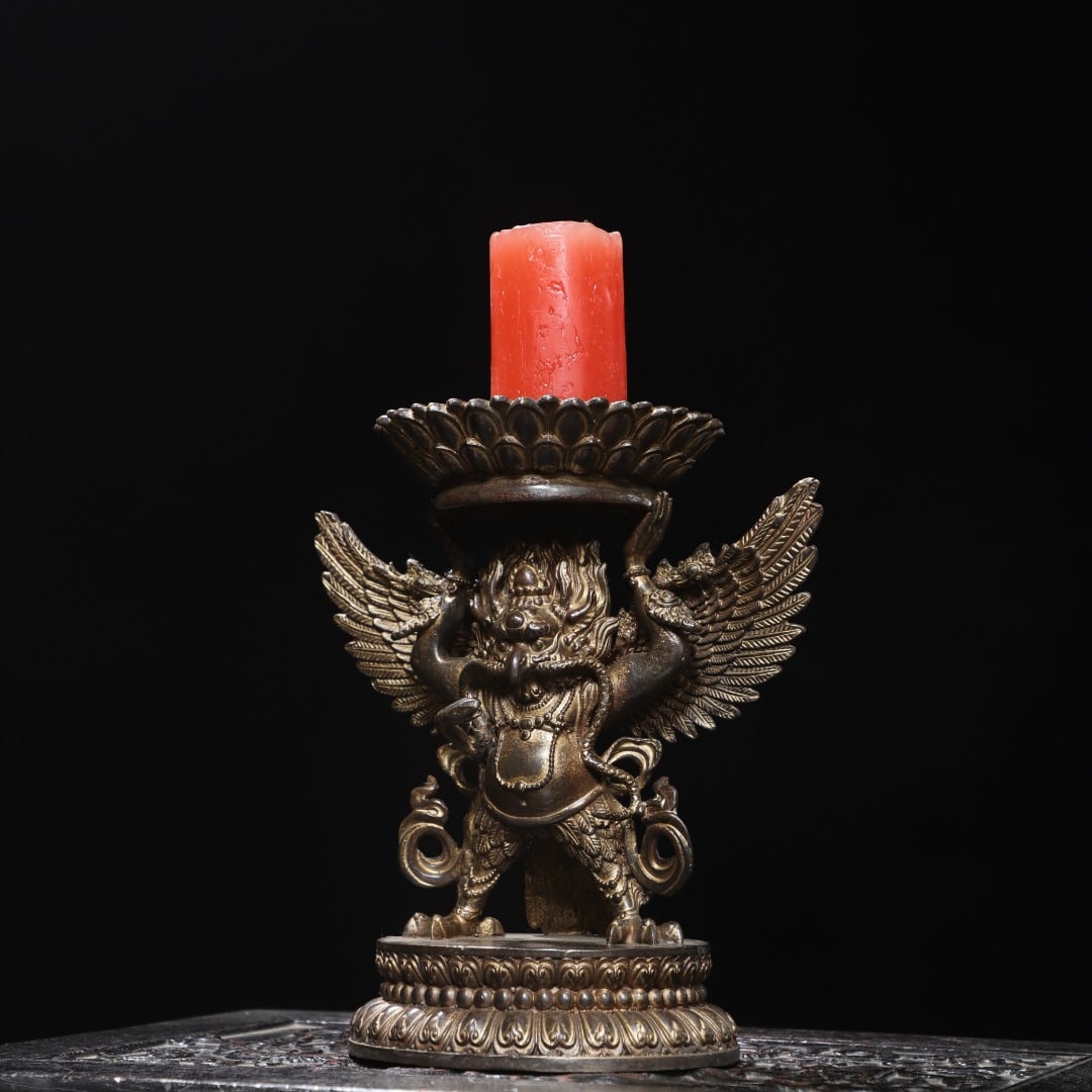 A Exquisite Gilded Bronze Bird Candlestick - 3