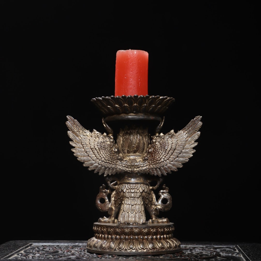 A Exquisite Gilded Bronze Bird Candlestick - 6