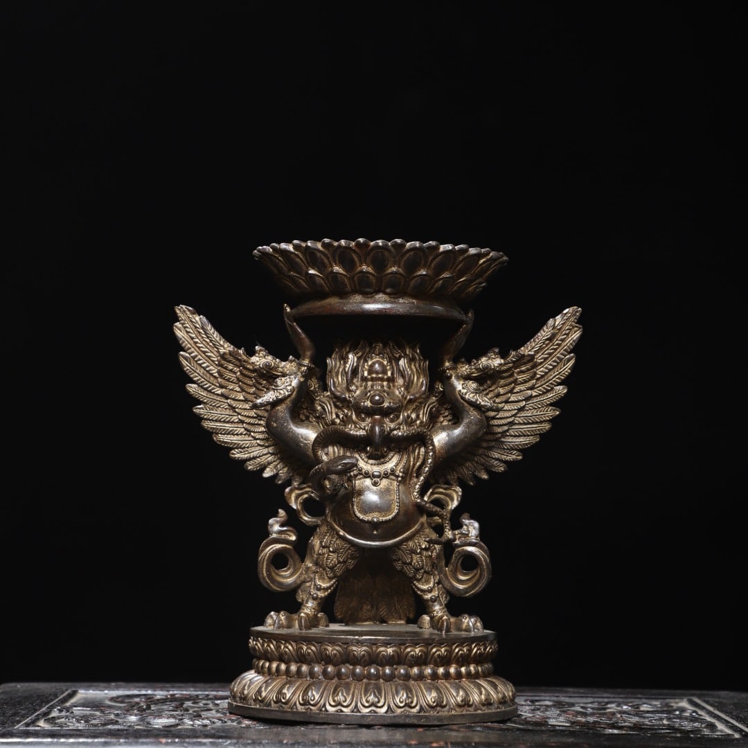 A Exquisite Gilded Bronze Bird Candlestick - 7