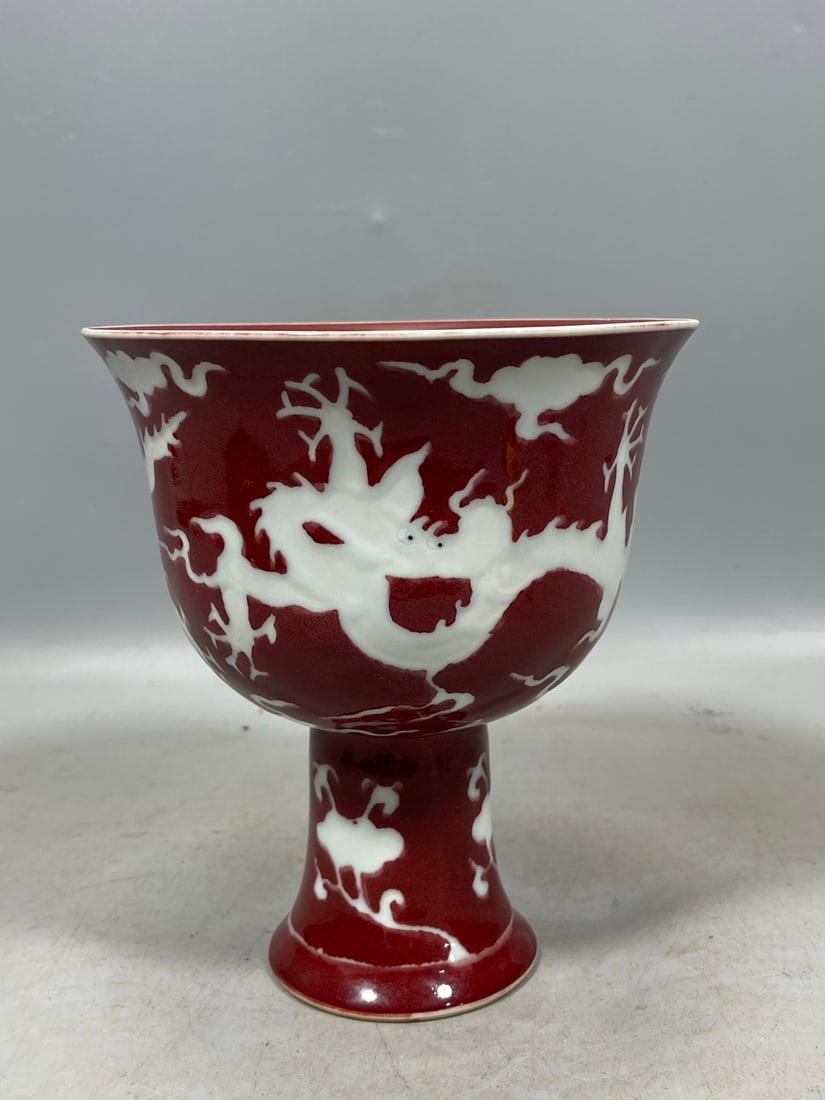 Underglaze-Red Dragon Pattern Cup - 2