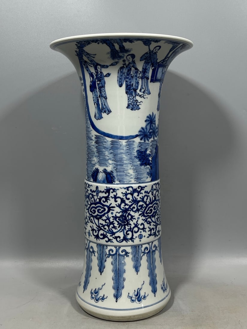 Blue and White Figures Pattern Vase - 2