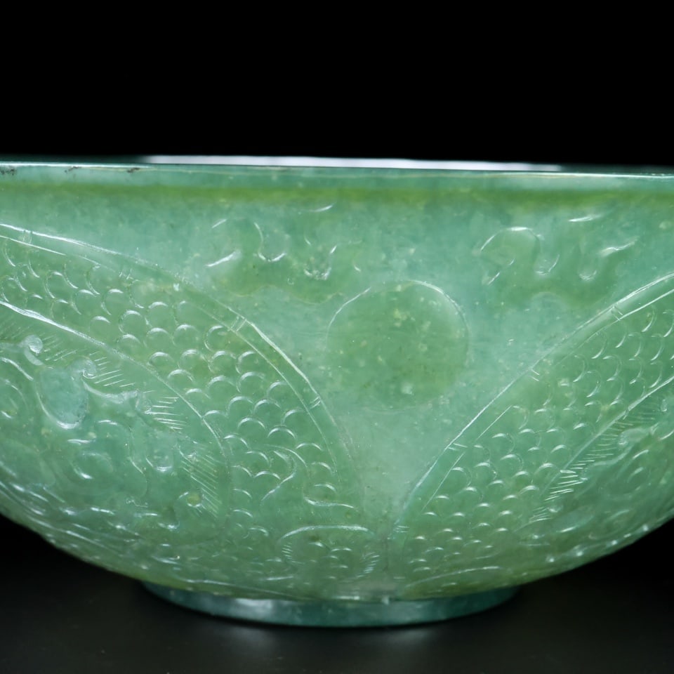 A Exquisite Hetian Jade Dragon Pattern Bowl - 5