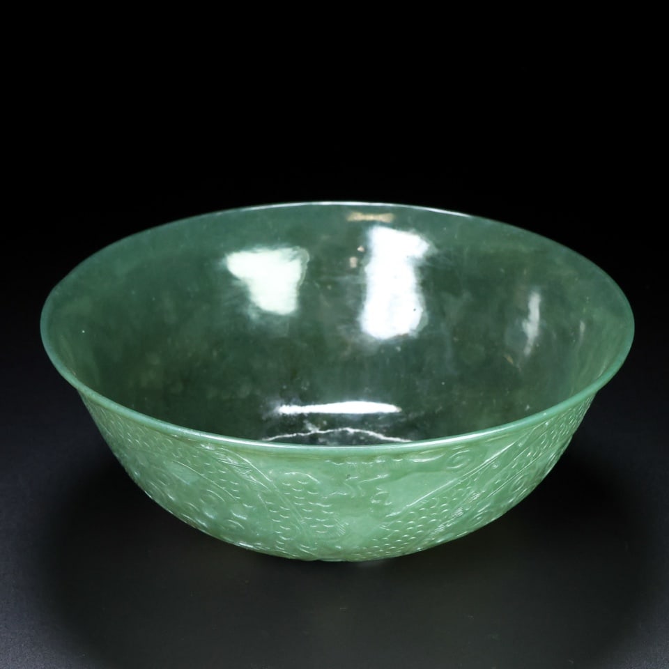 A Exquisite Hetian Jade Dragon Pattern Bowl - 7