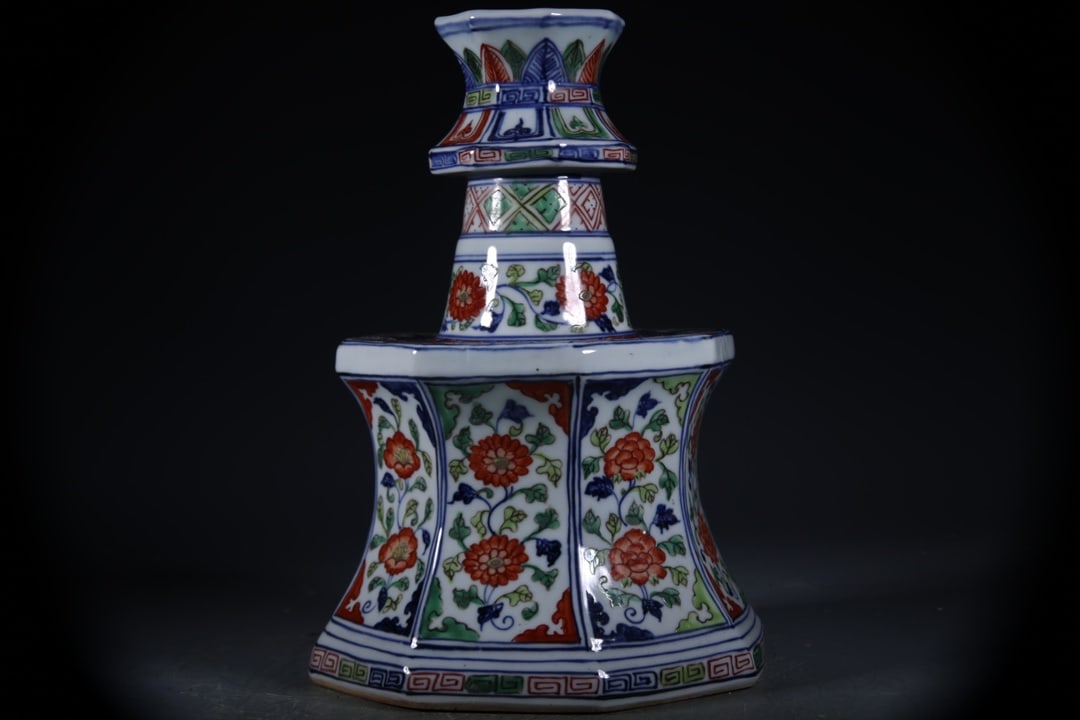 Doucai Flower Pattern Candlestick - 5