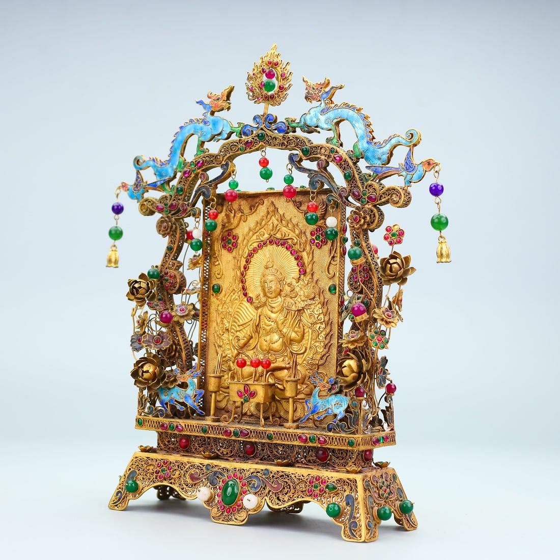 A Exquisite Bronze Gilt Buddha Pattern Screen - 2