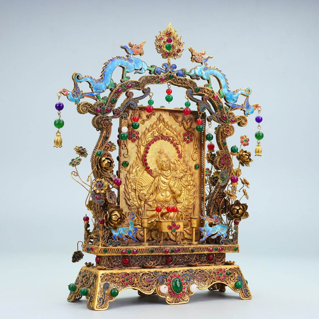 A Exquisite Bronze Gilt Buddha Pattern Screen - 4