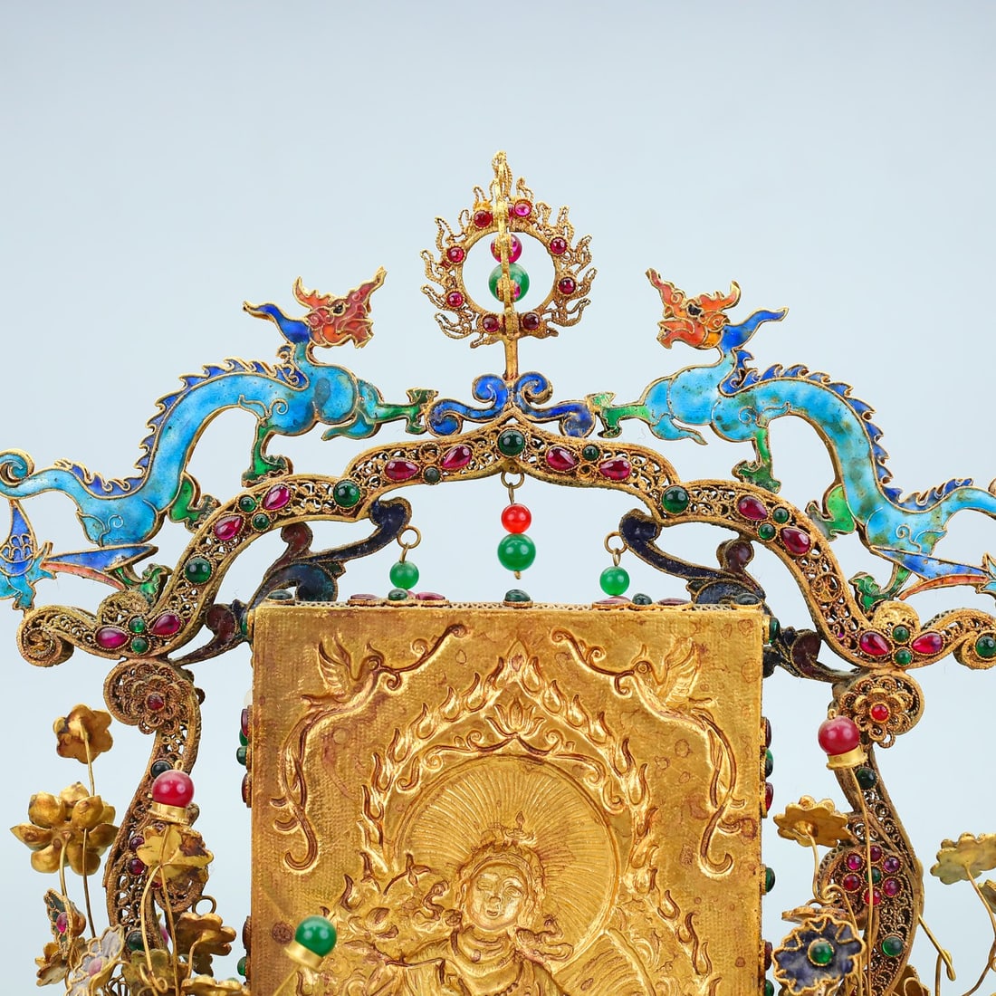 A Exquisite Bronze Gilt Buddha Pattern Screen - 7