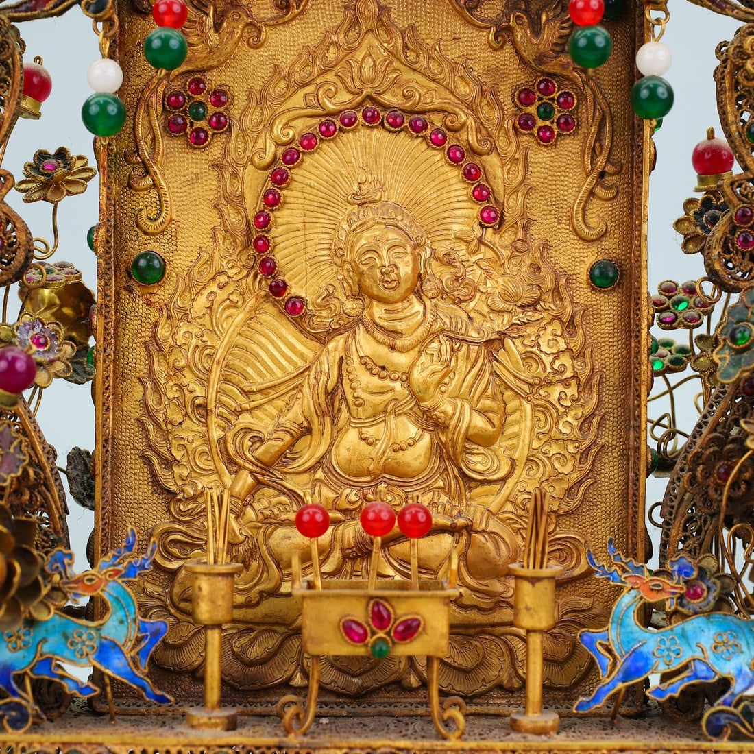 A Exquisite Bronze Gilt Buddha Pattern Screen - 8