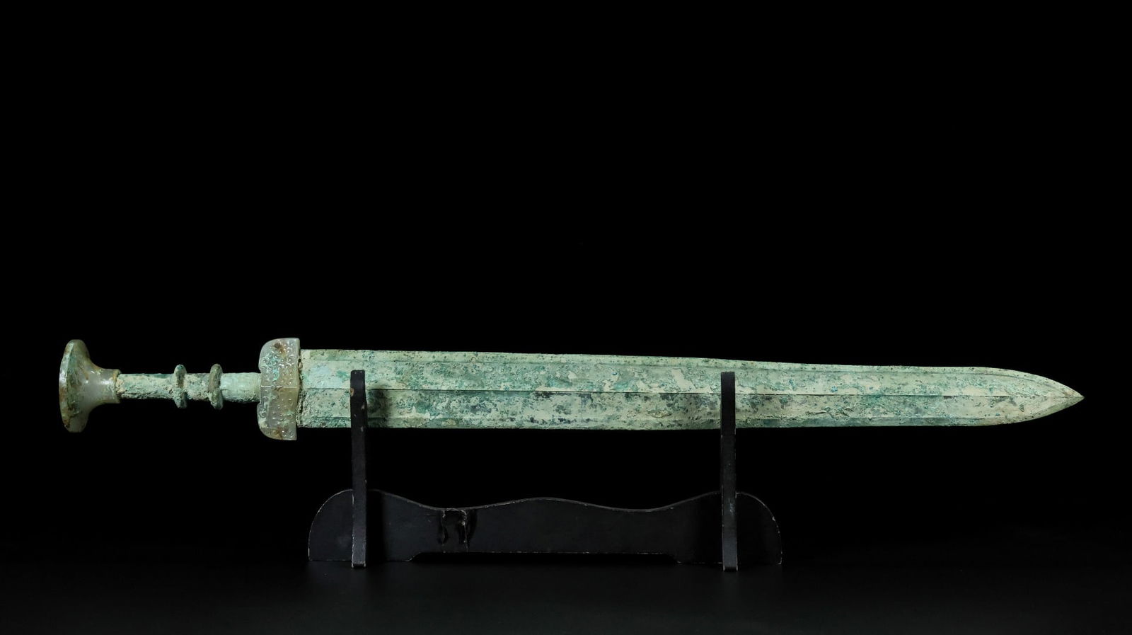 A Exquisiten Hotan Jade Sword: A Exquisiten Hotan Jade Sword,Han Dynasty, China 和田玉青铜玉剑,中国汉代
