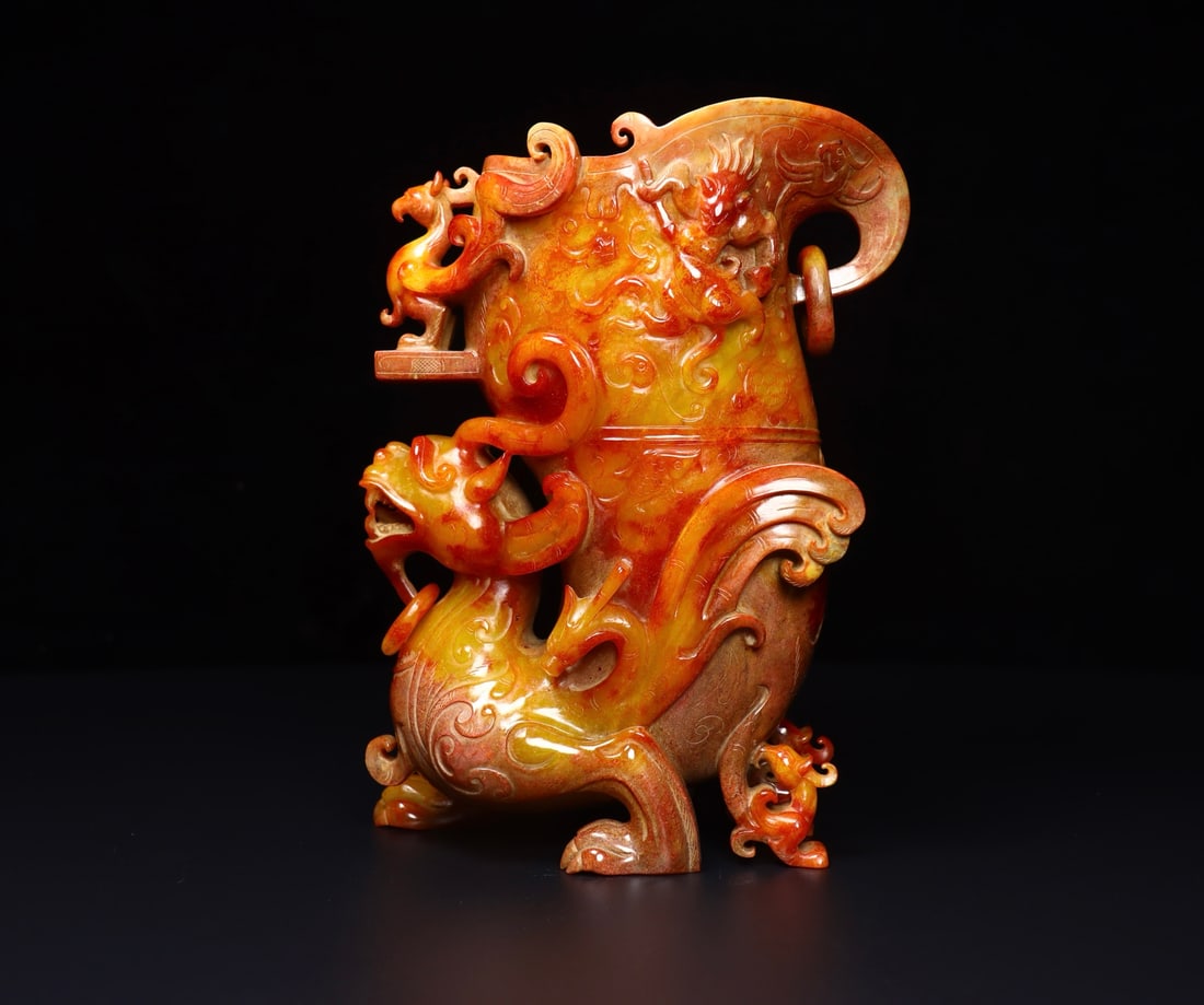 A Exquisite Hotan Jade Dragon Cup (1 of 9)