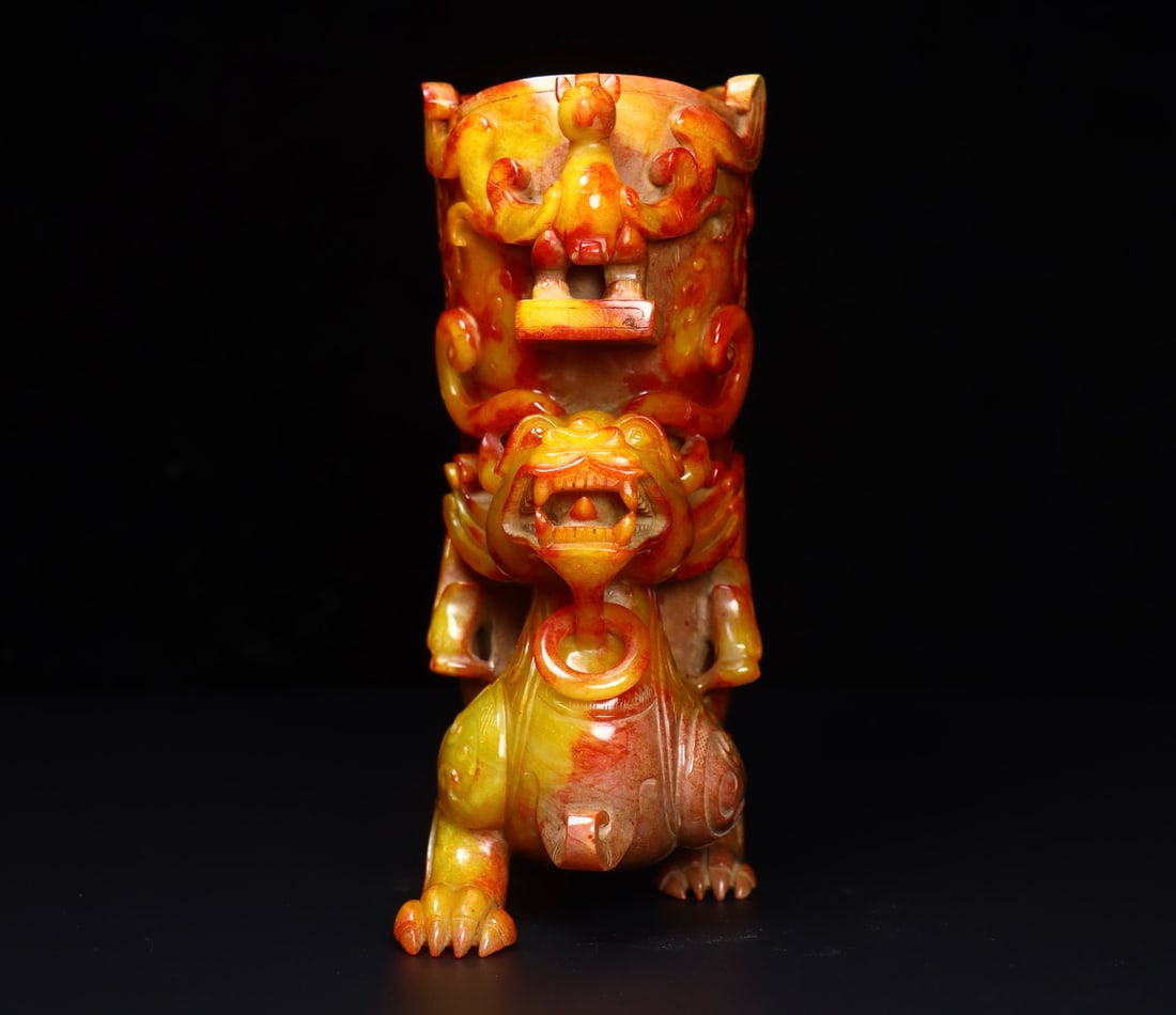 A Exquisite Hotan Jade Dragon Cup - 4