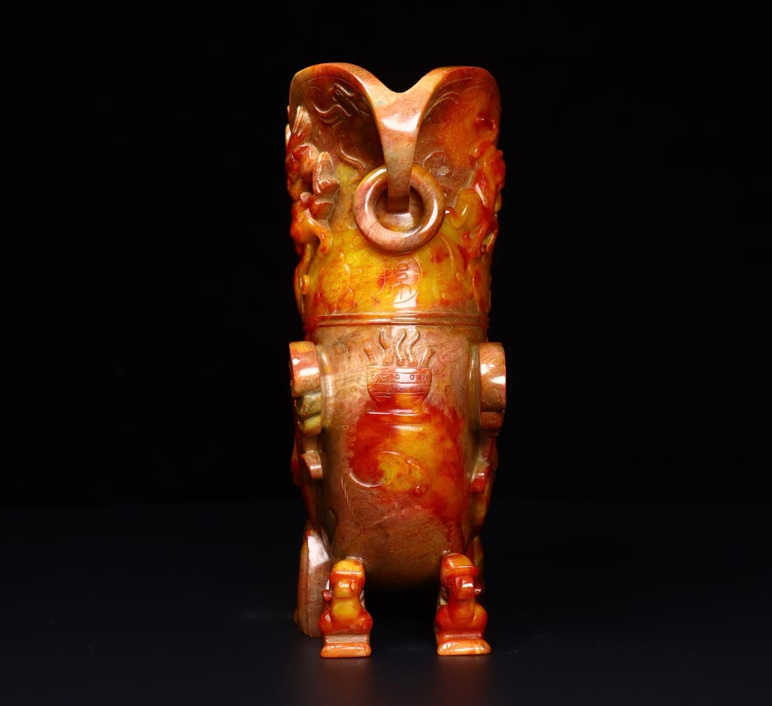A Exquisite Hotan Jade Dragon Cup - 5