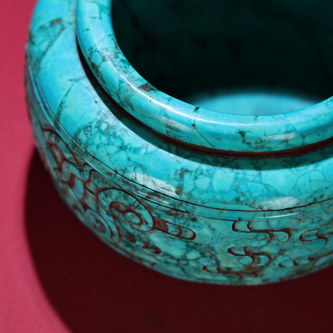 A Exquisite Peacock Blue Glazed Dragon Pattern Jar - 9