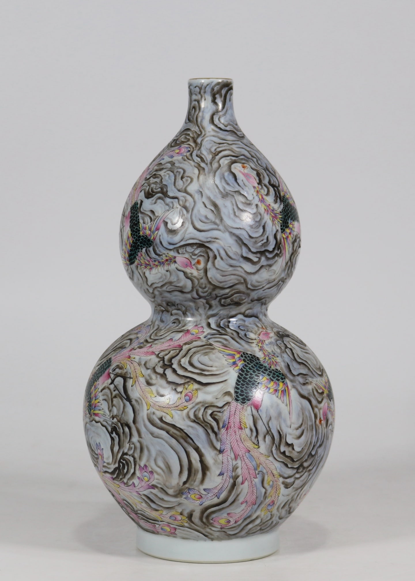A Exquisite Famille-Rose Phoenix Pattern Gourd Vase - 3