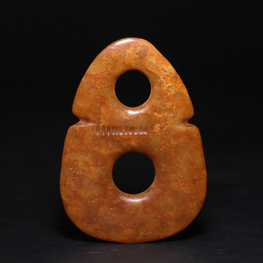 A Exquisite Gaogu Jade Bi: A Exquisite Gaogu Jade Bi ,Ancient Time, China,Size:2.2inx1.5inx0.2in,Weight:14.3g 高古玉双联璧,远古时期