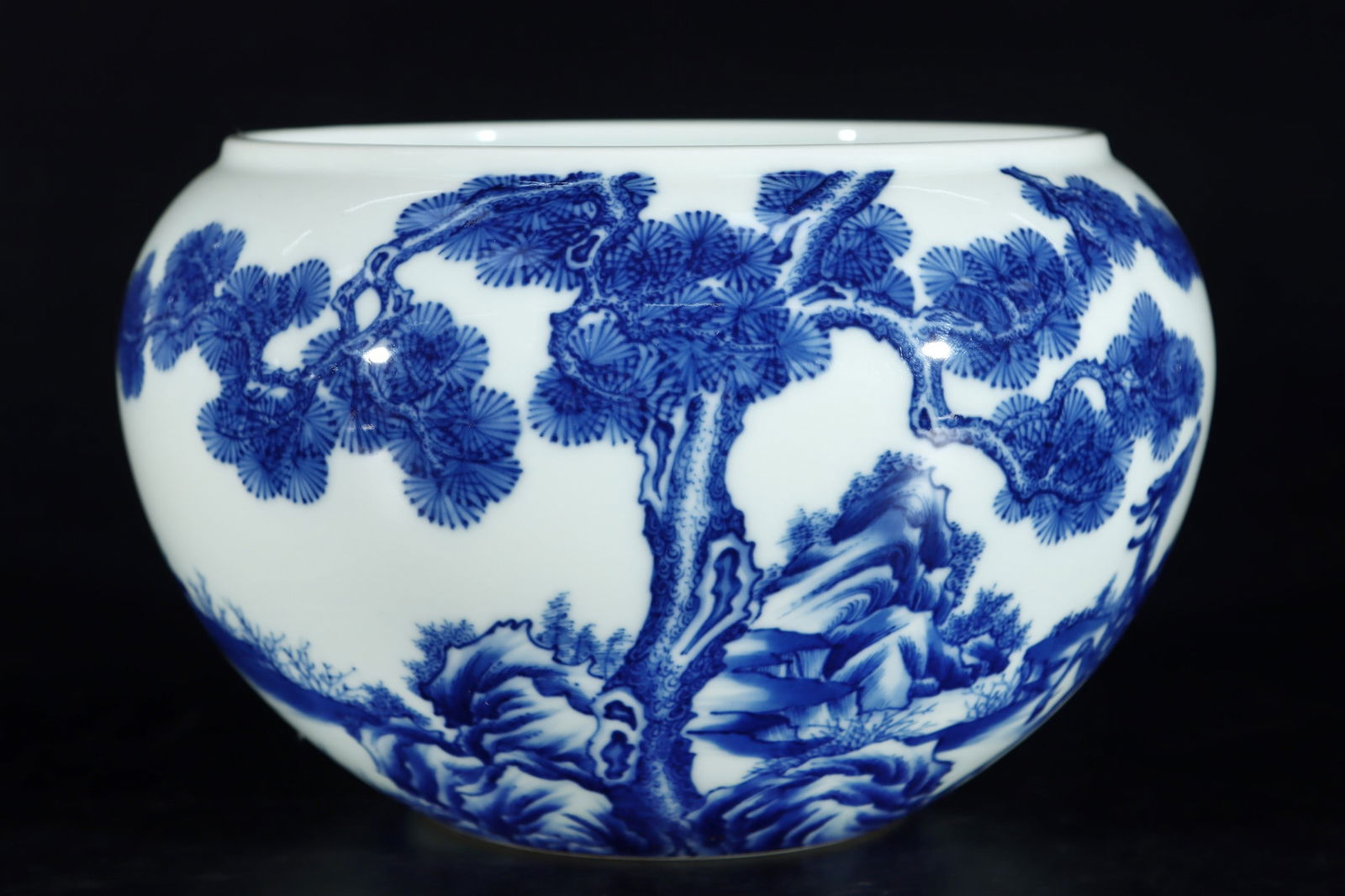 A Exquisite Blue and White Pine and Deer Pattern Brush Washer - 5