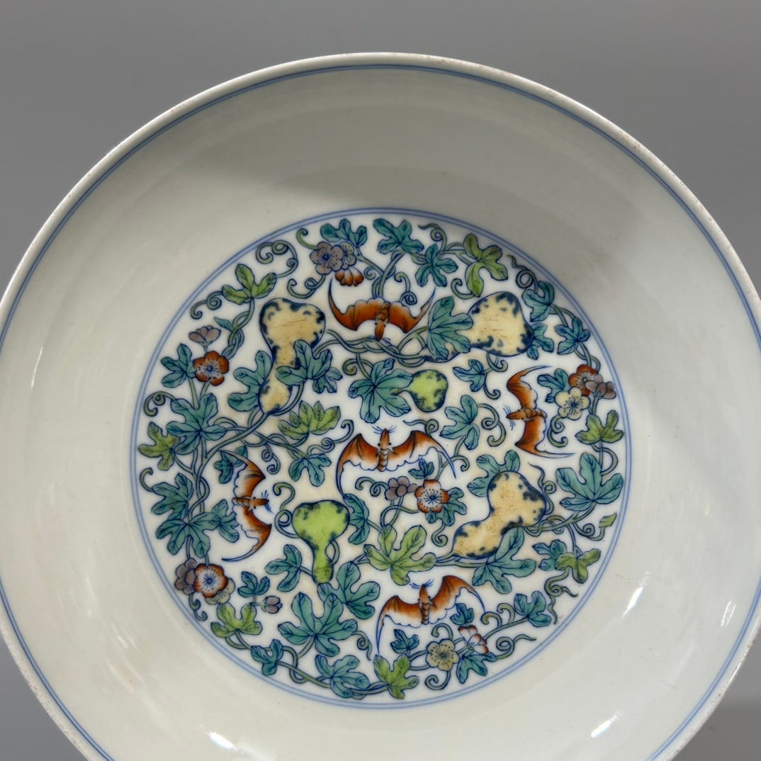 A Exquisite Doucai Bats Pattern Plate - 3