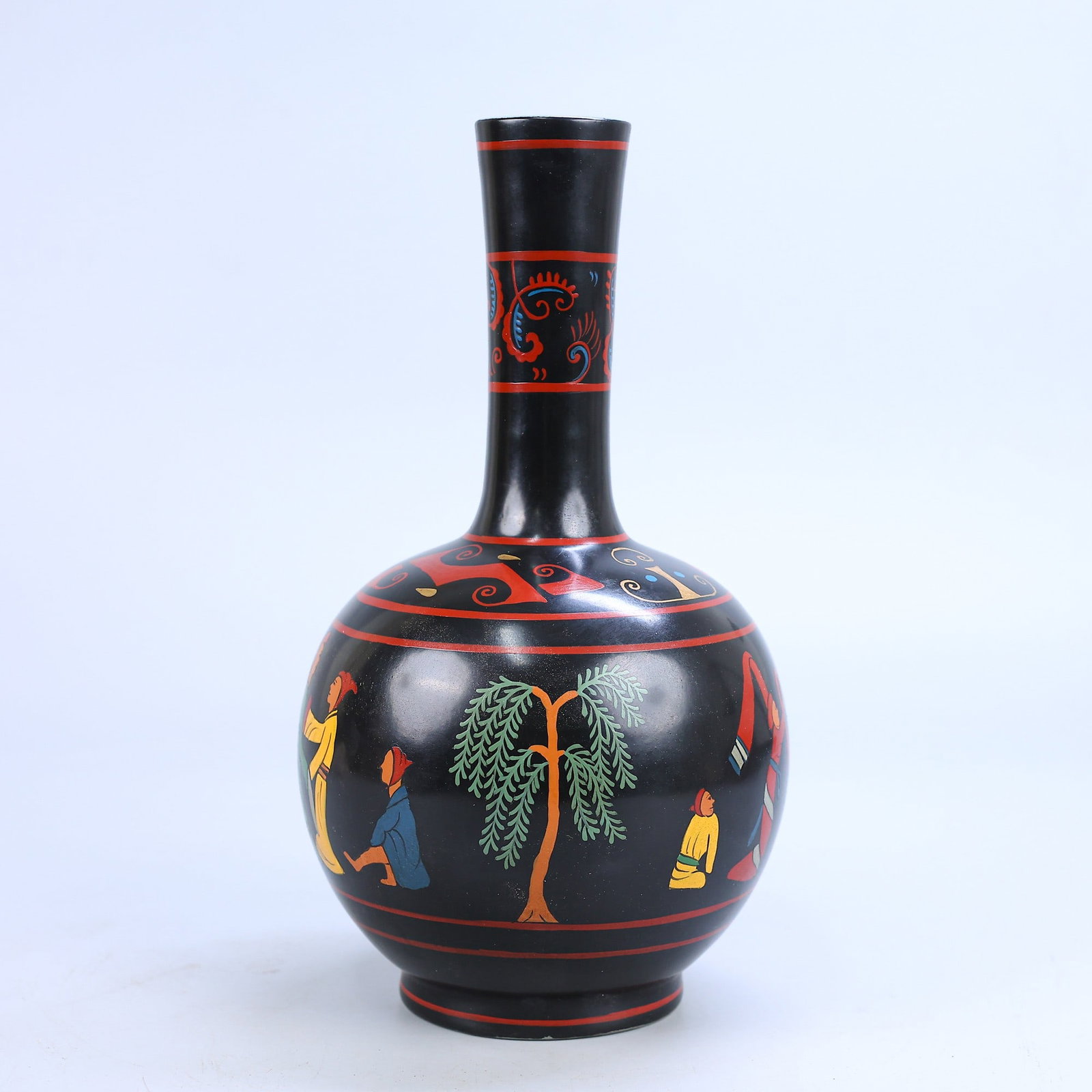 A Exquisite Black Ground Doucai Human Pattern Vase - 3